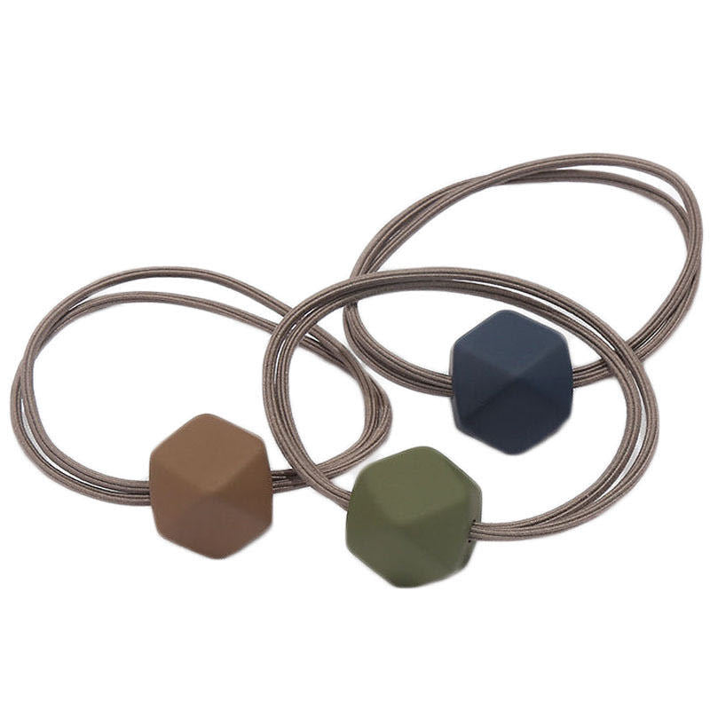 Simple Moradi Color Hair Elastic Band Adult Fashion Temperament Octagonal Beads Hair Ring