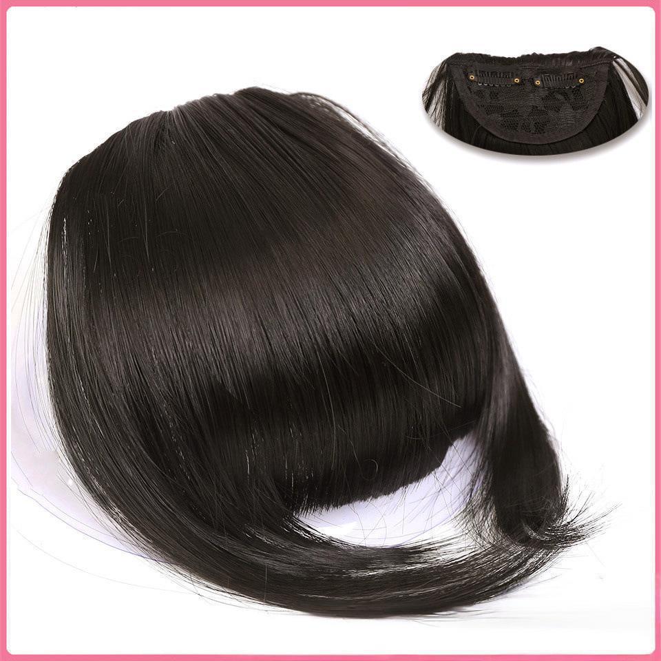 Womens Side-swept Bangs With Hair Clips Synthetic European And American-style Wig With Side Bangs