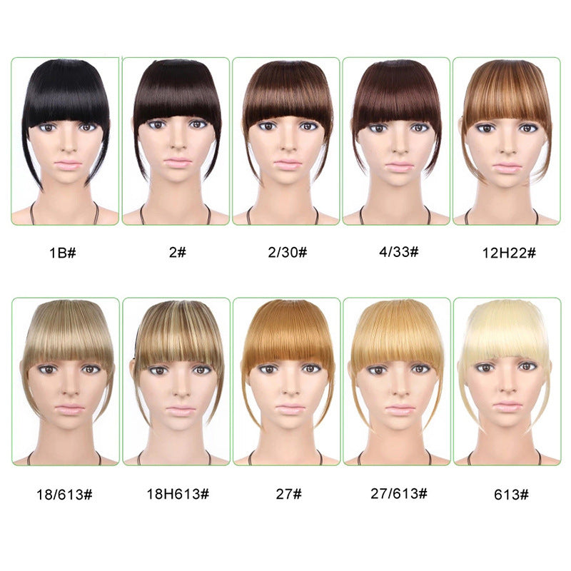 Womens Side-swept Bangs With Hair Clips Synthetic European And American-style Wig With Side Bangs