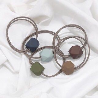 Simple Moradi Color Hair Elastic Band Adult Fashion Temperament Octagonal Beads Hair Ring
