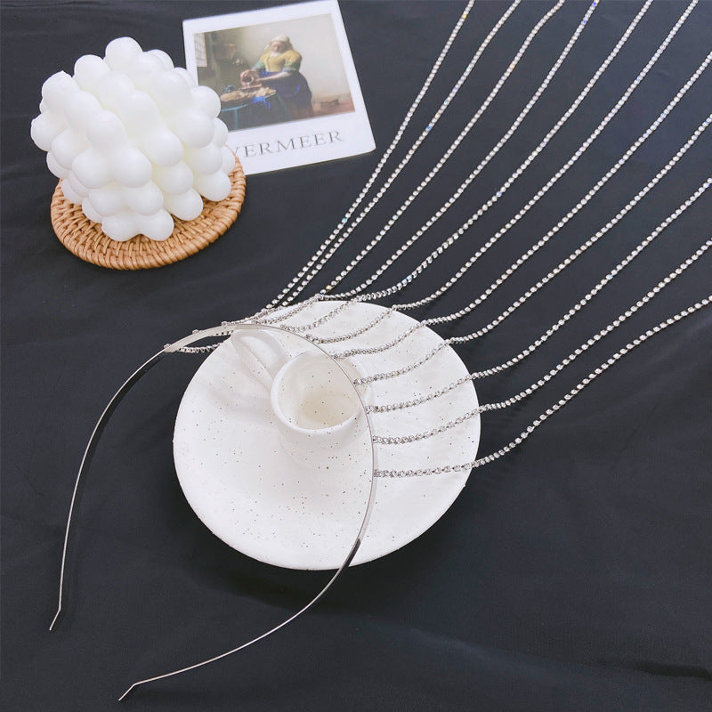 Fashion Tassel Headband Hair Hoop Rhinestone Jewelry for Women