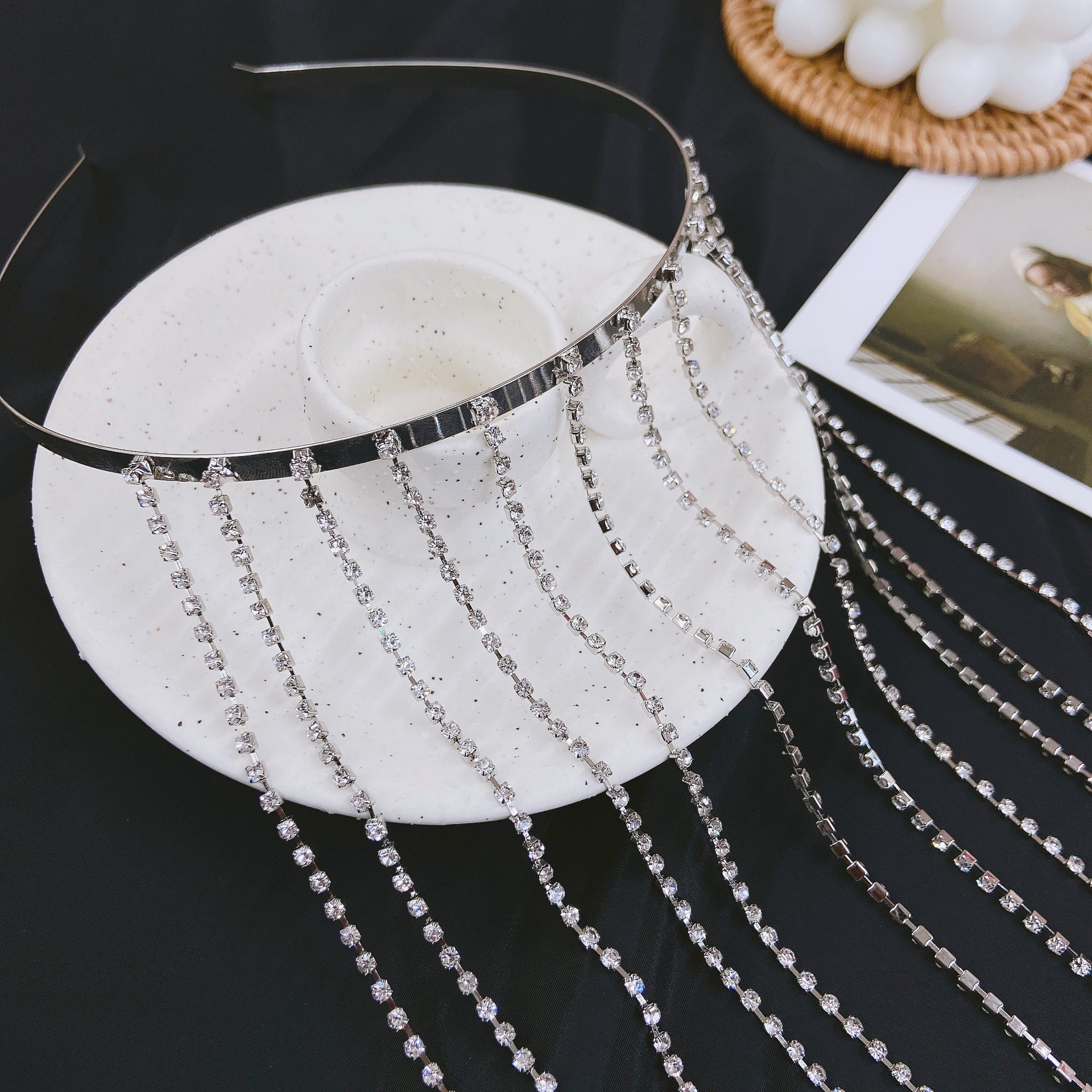 Fashion Tassel Headband Hair Hoop Rhinestone Jewelry for Women