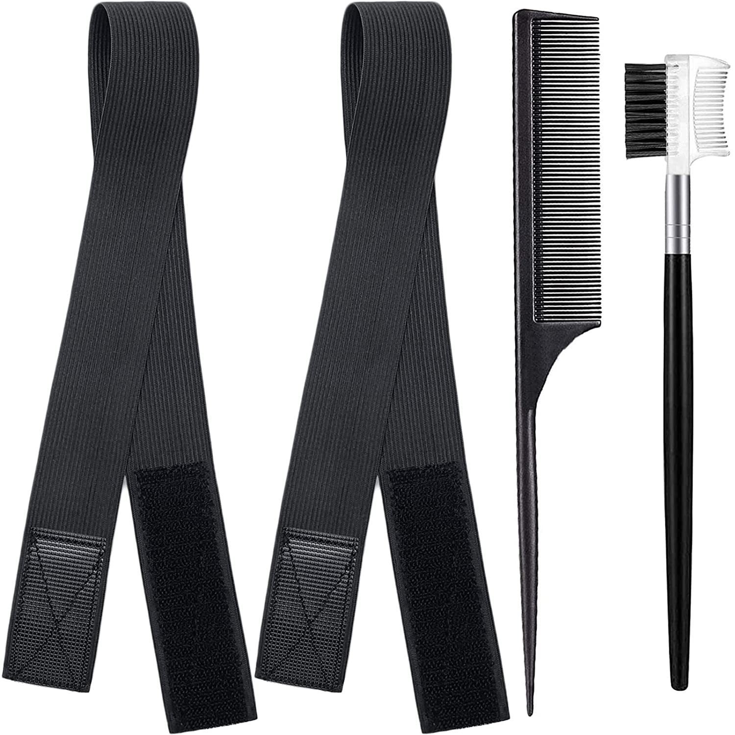 Black Knitted Velcro Adjustable Wig Elastic Band Beauty