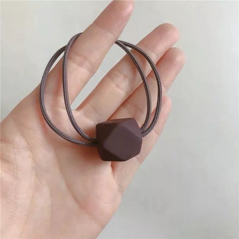 Simple Moradi Color Hair Elastic Band Adult Fashion Temperament Octagonal Beads Hair Ring