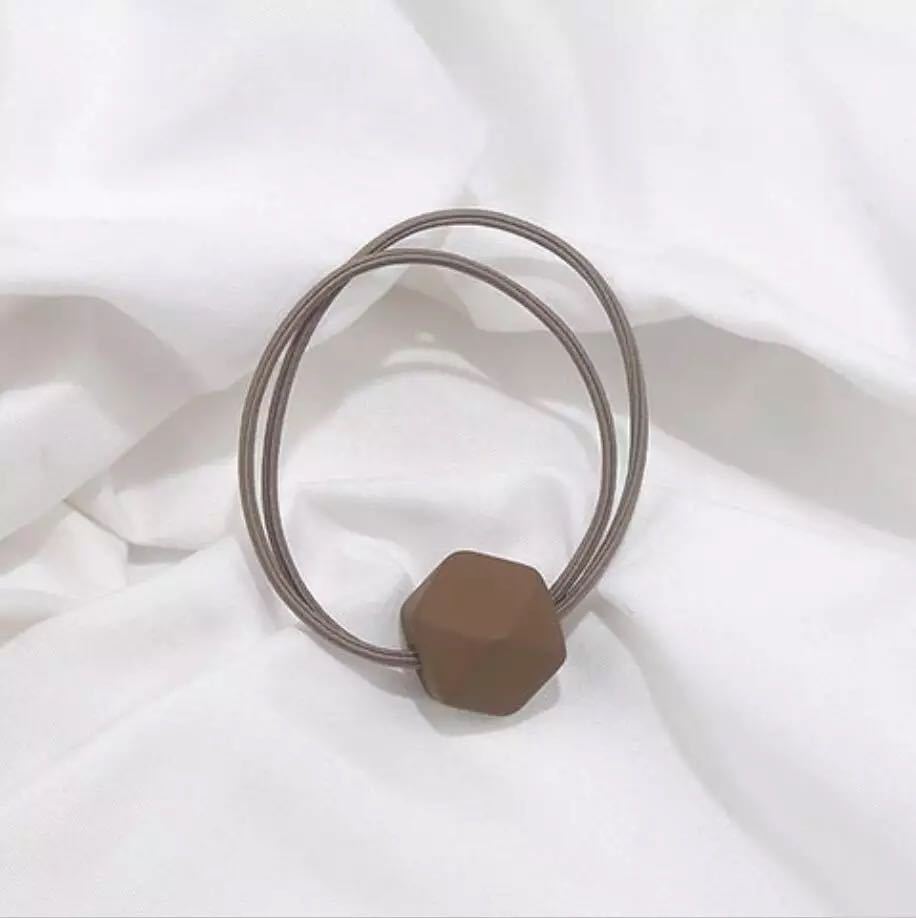 Simple Moradi Color Hair Elastic Band Adult Fashion Temperament Octagonal Beads Hair Ring