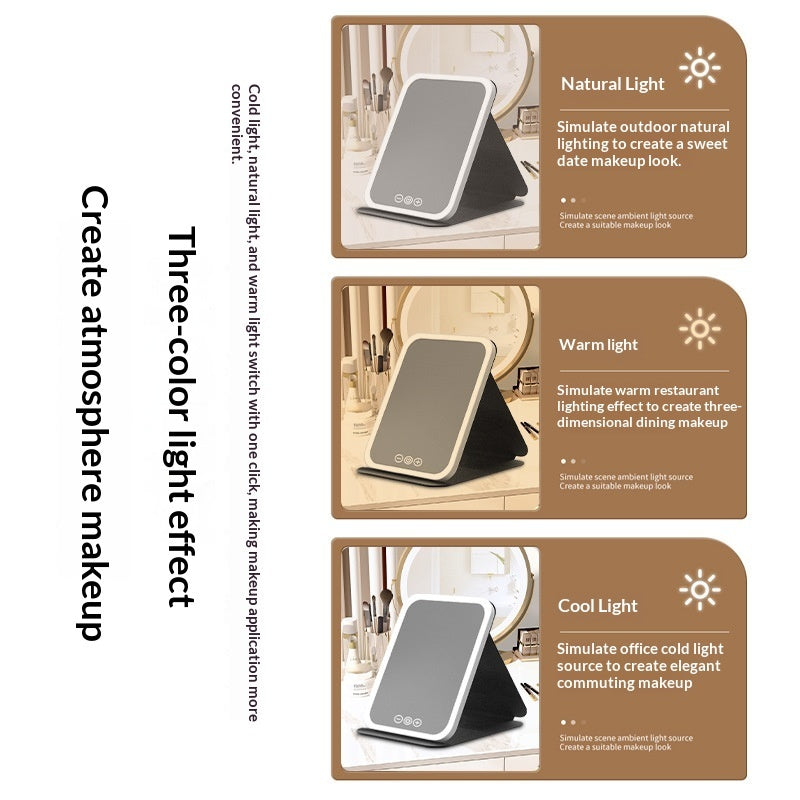 Portable Foldable LED Makeup Mirror With Built-in Lights