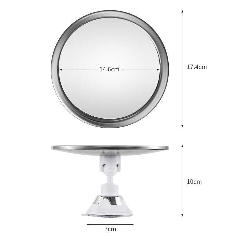 Bathroom Anti-fog Mirror With 360-degree Rotating Suction Cu Silver Color