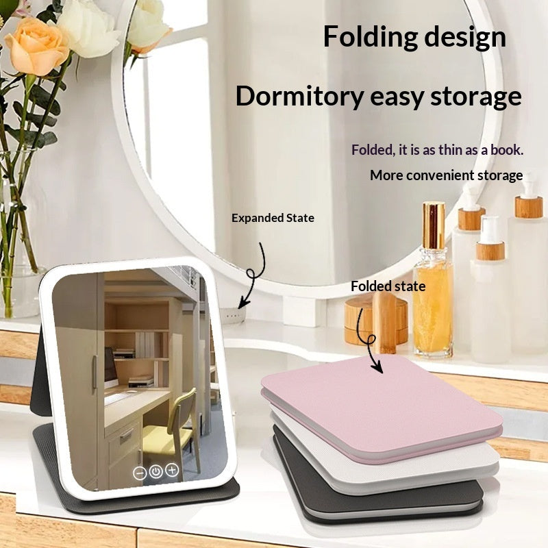 Portable Foldable LED Makeup Mirror With Built-in Lights