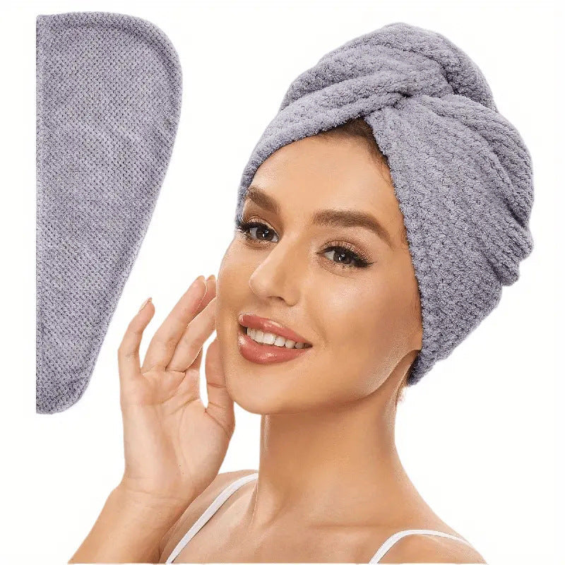 Womens Coral Fleece Hair Drying Cap Highly Absorbent