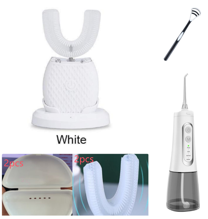 360 Degrees Intelligent Automatic Electric  Toothbrush Waterproof U Type Tooth Brush Whitening Blue Light USB Charging