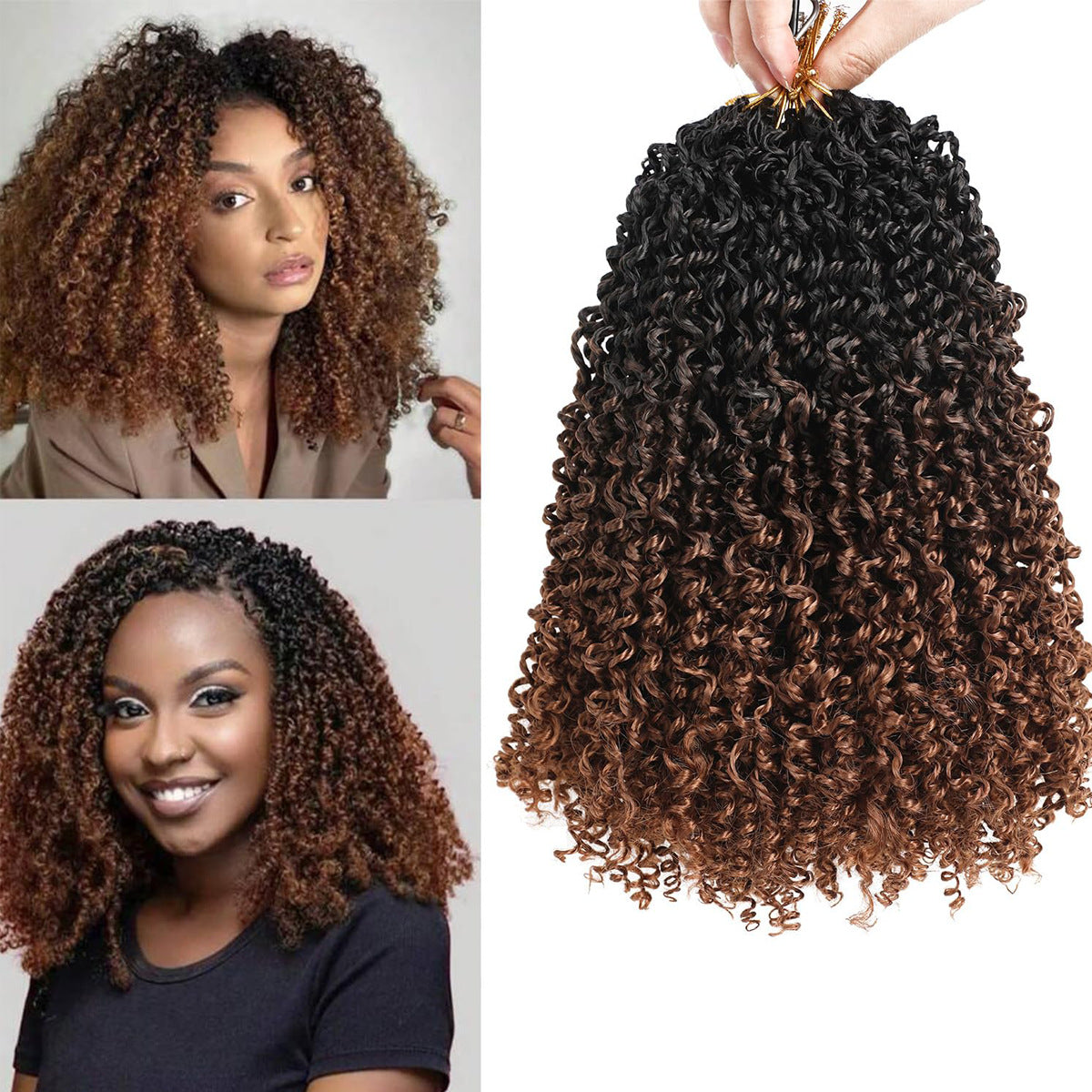 Synthetic Fiber Wig8 Inches24 StrandsCrocheted Small CurlsIrregular Style