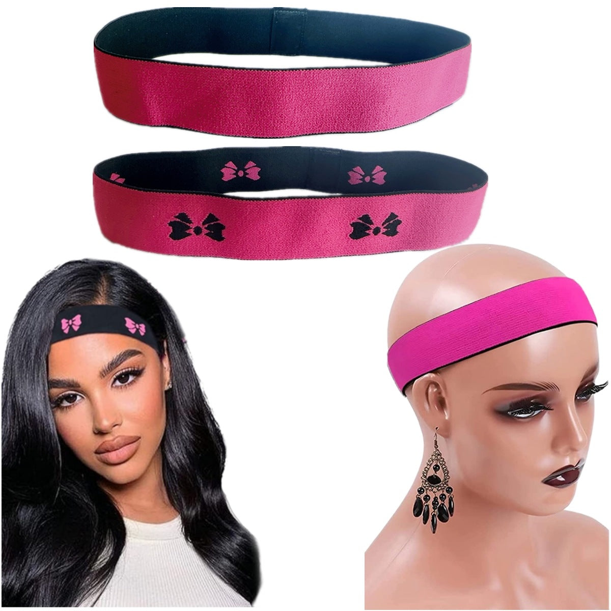 Rose Red Fixing Band Wig Edge Velcro Adjustable Non-slip Headband