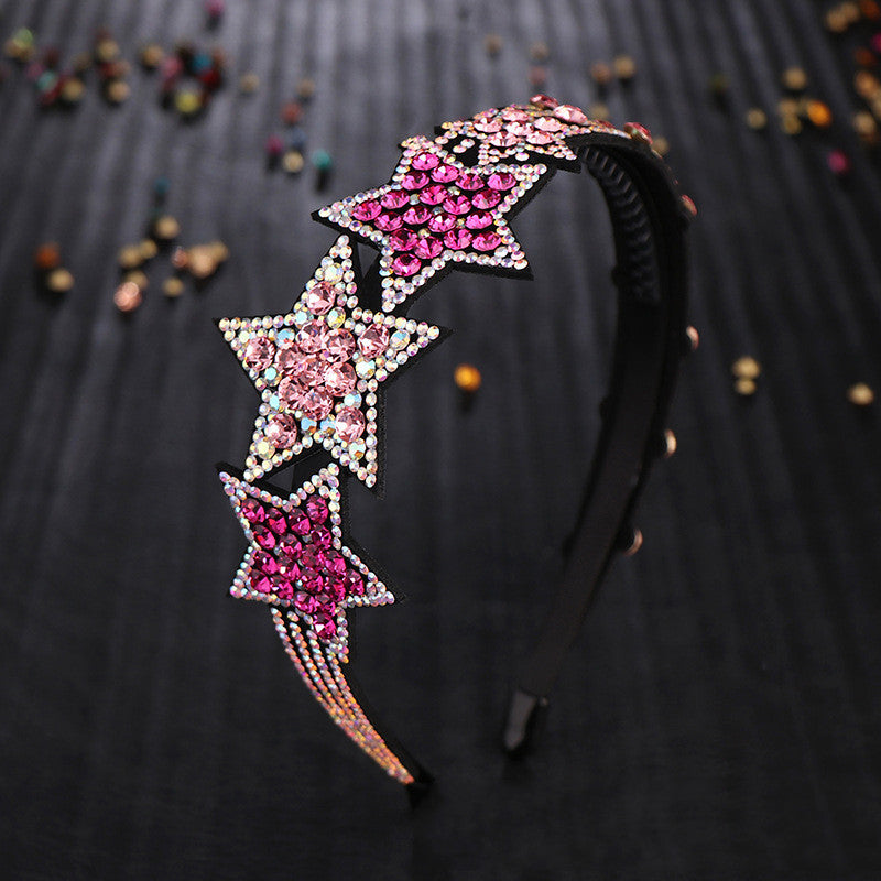 Korean Style Five-pointed Star Headband Czech Drill Headdress