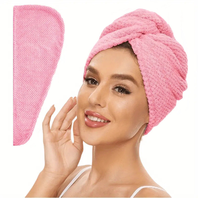 Womens Coral Fleece Hair Drying Cap Highly Absorbent