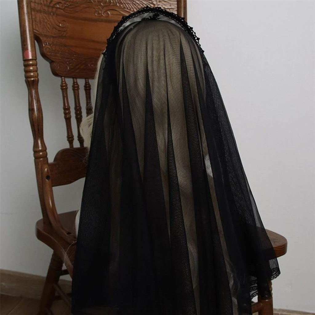 Nun Headdress Retro Hair Band Church Cross Embroidery Light Diamond Shawl Veil