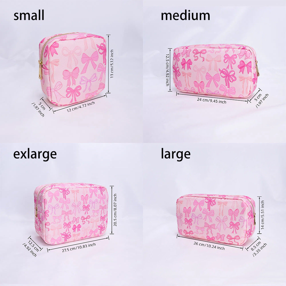 Printed Nylon Cosmetic Bag Travel Portable Storage