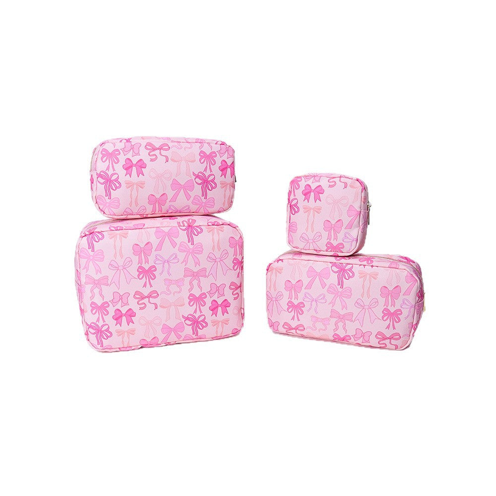 Printed Nylon Cosmetic Bag Travel Portable Storage